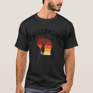 T-shirt Cerf Rétro Wisconsin Nature Sport Extérieur Milieu