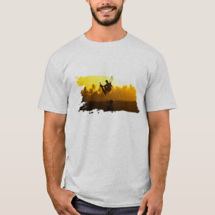 T-shirt Cerf-volant tropical au coucher du soleil Jaune
