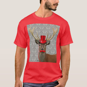 T-shirt Cerfs communs avec Red Hat et la moustache