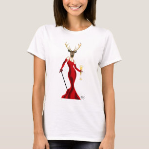 T-shirt Cerfs communs de charme en rouge