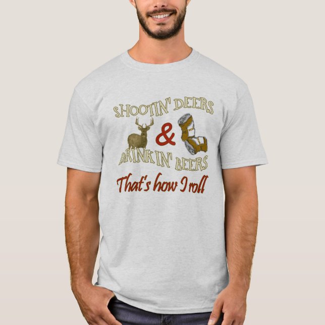 T-shirt Cerfs communs potables de tir de bière (Devant)