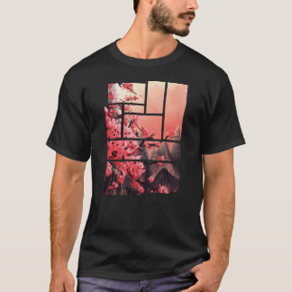 T-shirt Cerise Blossom Japonais Retro Graphisme