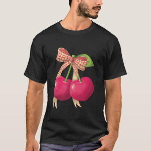 T-shirt Cerise Coquette Pink Bow Ribbon Cute Cherries Love