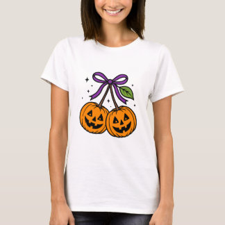 T-shirt Cerises Citrouilles d'Halloween mignonnes avec Bow