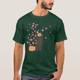 T-shirt Cerisier Fleur Rouge Panda Animal Japonais Sakura