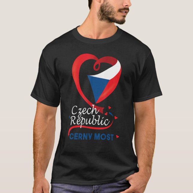 T-shirt Cerny La plupart République Tchèque Drapeau Coeur  (Devant)