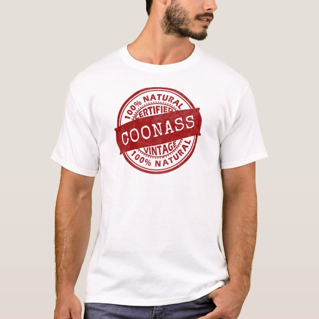 T-shirt Certifié, Coonass, Louisiane, Cajun, Créole, (Devant)