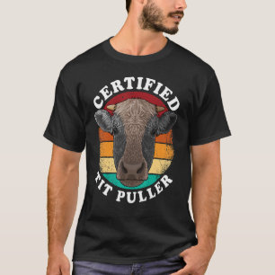 T-shirt Certifié Tit Puller Laitier Vache Ferme de bétail