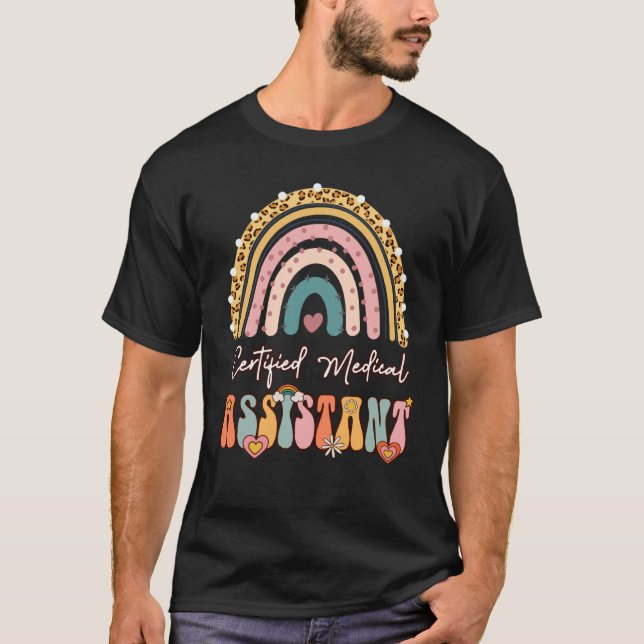 T-shirt Certified Medical Assistant CMA Groovy Retro Rainb (Devant)