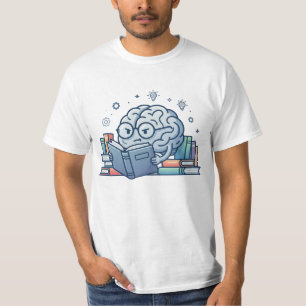 T-shirt Cerveau de Nerd Intelligent Lisant des Livres Ver 