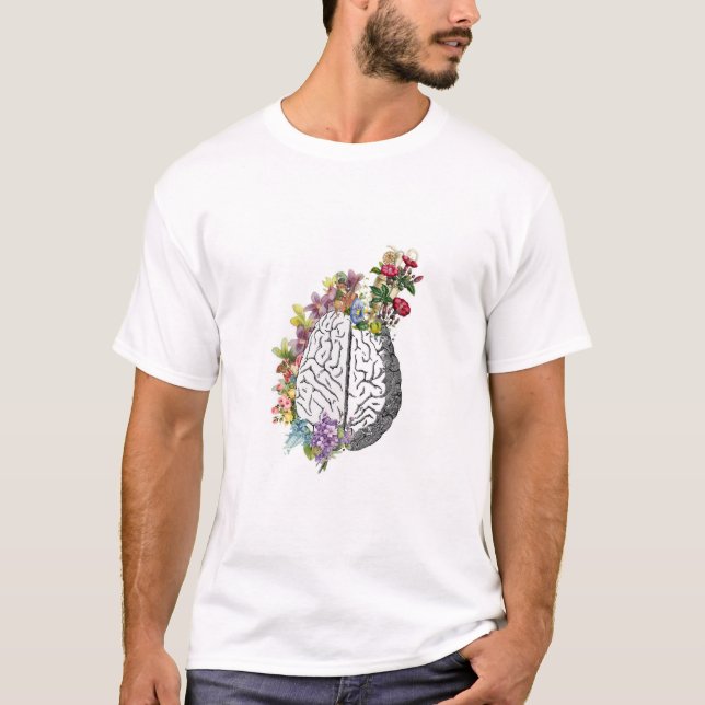 T-shirt Cerveau et fleurs anatomiques | Cerveau anatomique (Devant)