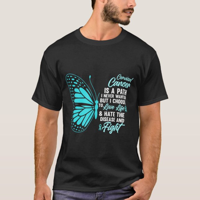 T-shirt Cervical Cancer Awareness Butterfly Quote Suprt  (Devant)
