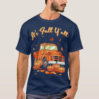 T-shirt C'est Automne Y'all Camion Citrouille Automne Feui