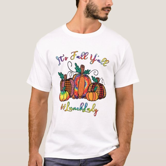 T-shirt C'est automne Y'all Citrouille déjeuner dame Tie D (Devant)