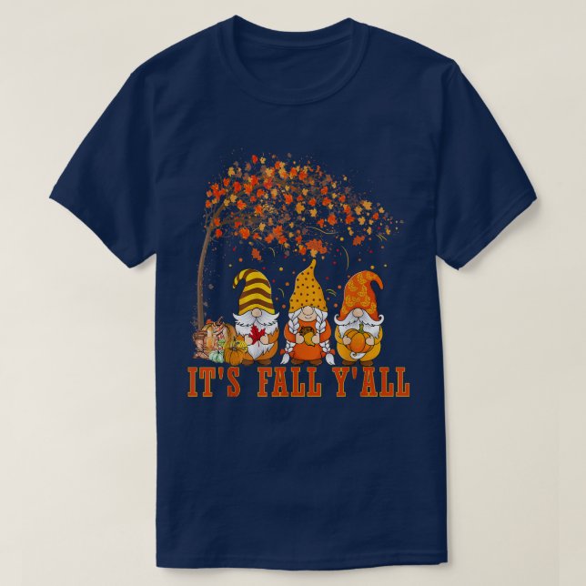 T-shirt C'est Automne Y'all Halloween gnomes Citrouille Au (Design devant)
