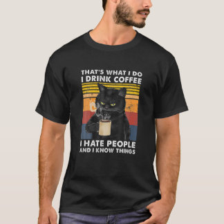 T-shirt C'Est Ce Que Je Fais Je Bois-Café I-Hate People Bl