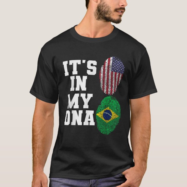 T-shirt C'est dans mon ADN Brésil drapeau USA drapeau brés (Devant)