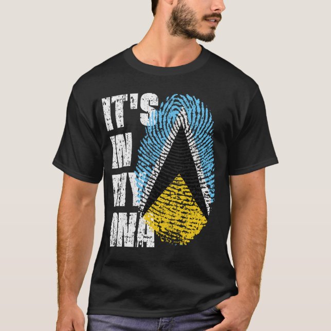 T-shirt C'EST DANS MON ADN Drapeau Drapeau Saint-Lucie Don (Devant)