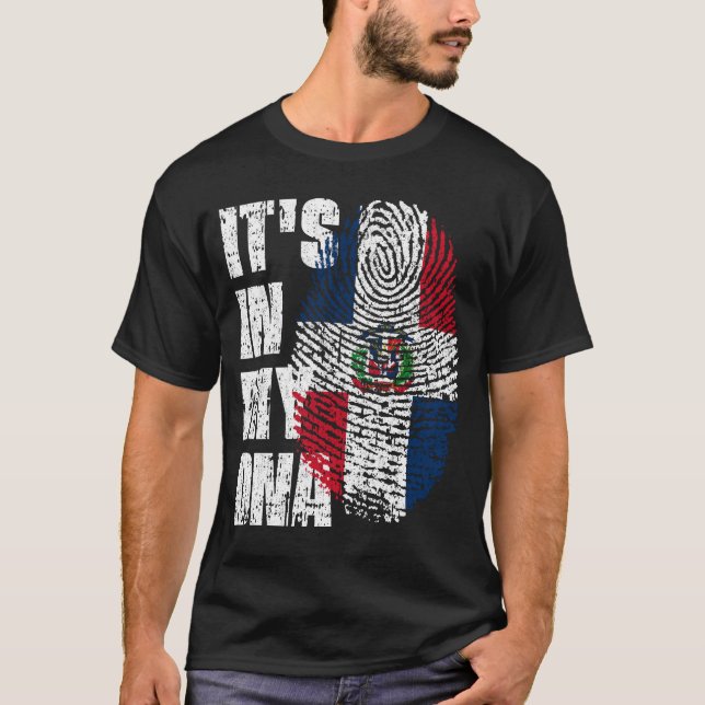 T-shirt C'EST DANS MON ADN Drapeau République Dominicaine (Devant)