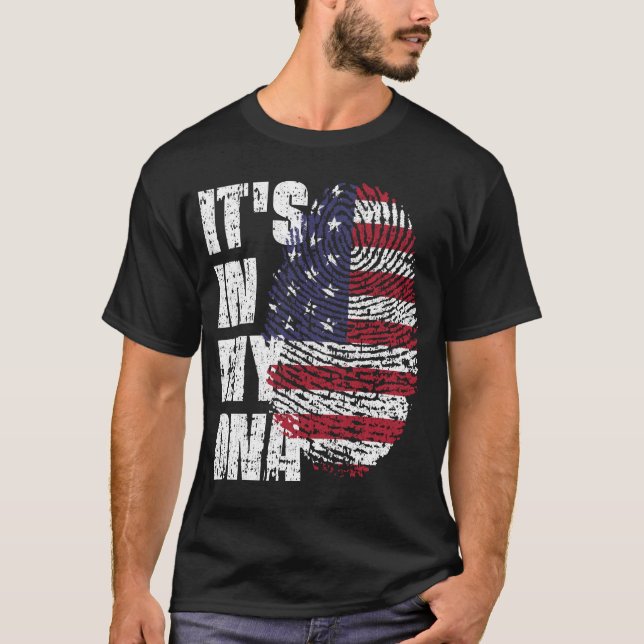 T-shirt C'EST DANS MON ADN États-Unis Drapeau garçon fille (Devant)