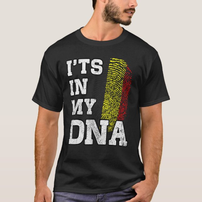 T-shirt C'est dans mon ADN Fingerprint belge Fier Belgique (Devant)