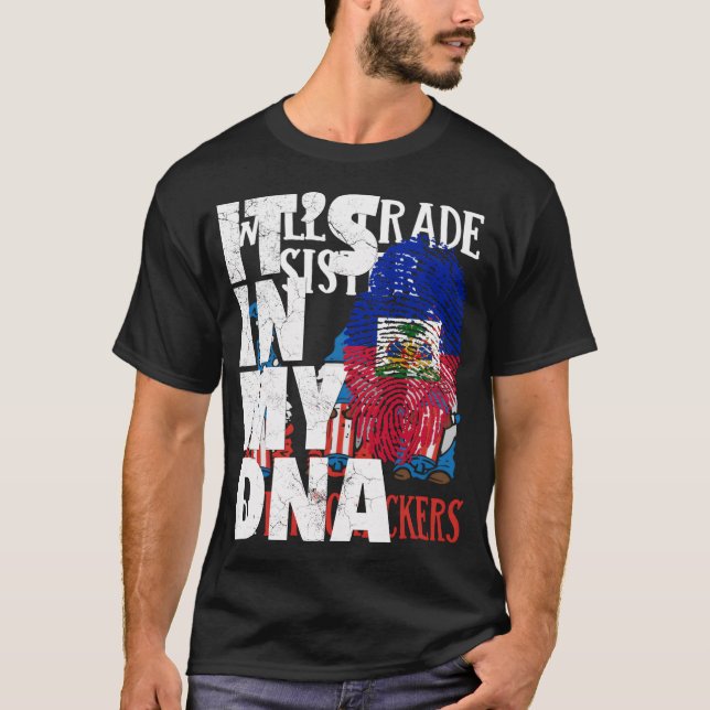 T-shirt C'Est Dans Mon Adn Haïti Drapeau Haïtien Mens Mama (Devant)