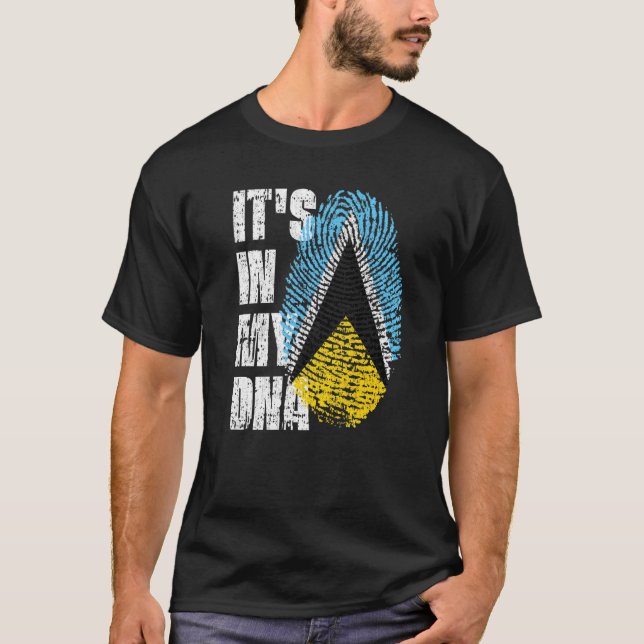 T-shirt C'est dans mon Dna Saint Lucia Drapeau Saint Lucia (Devant)