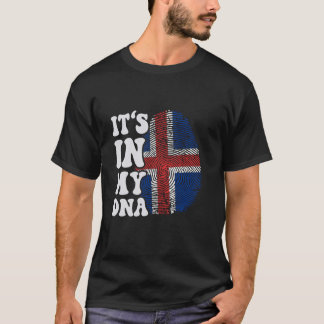 T-shirt C'est drôle dans mon ADN drapeau Islande empreinte