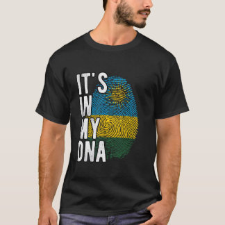 T-shirt C'est drôle dans mon ADN drapeau rwandais Empreint
