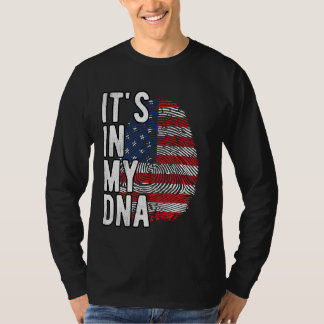 T-shirt C'est drôle dans mon ADN USA drapeau Empreinte dig