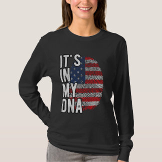 T-shirt C'est drôle dans mon ADN USA drapeau Empreinte dig