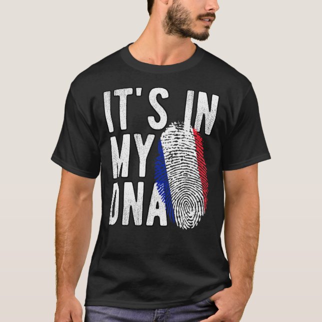 T-shirt C'est drôle dans mon drapeau ADN France Empreinte  (Devant)