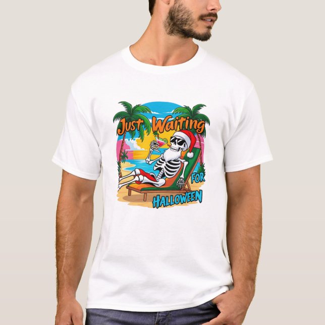 T-shirt C'Est Drôle D'Attendre Le Skeleton D'Halloween pèr (Devant)