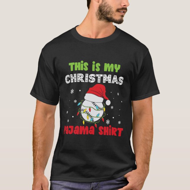 T-shirt C'Est Drôle Mon Pajama De Baseball De Noël (Devant)