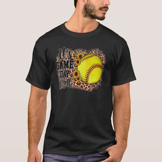 T-shirt C'est Jeu Jour Yall Leopard Sunflower Softball (Devant)