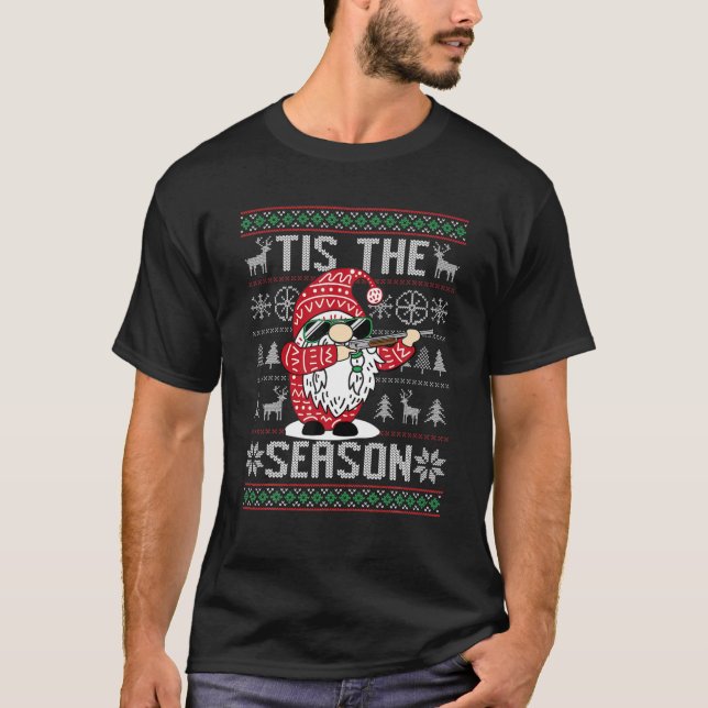 T-shirt C'Est La Saison Chasse De Cerfs Gnome Reindeer Chr (Devant)