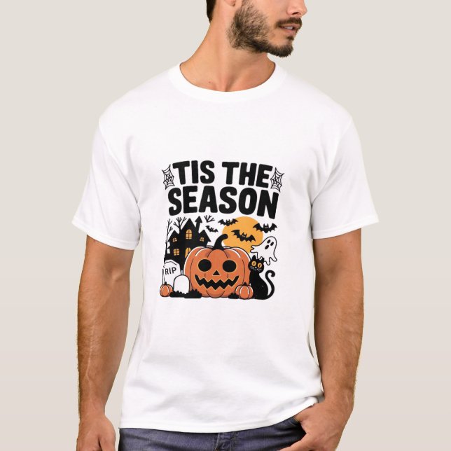 T-shirt C'Est La Saison Citrouille Halloween Automne Drôle (Devant)
