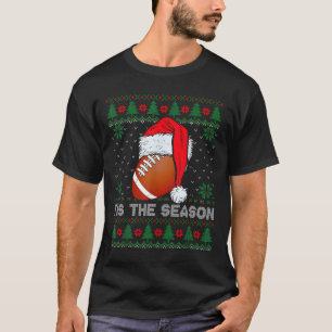 T-shirt C'est la saison de football drôle de Noël chapeau