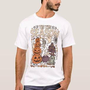 T-shirt C'est la saison Halloween Citrouilles Empilées Squ