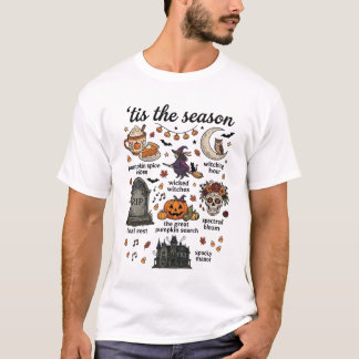 T-shirt C'est la saison Halloween Sorcière Citrouille Crân