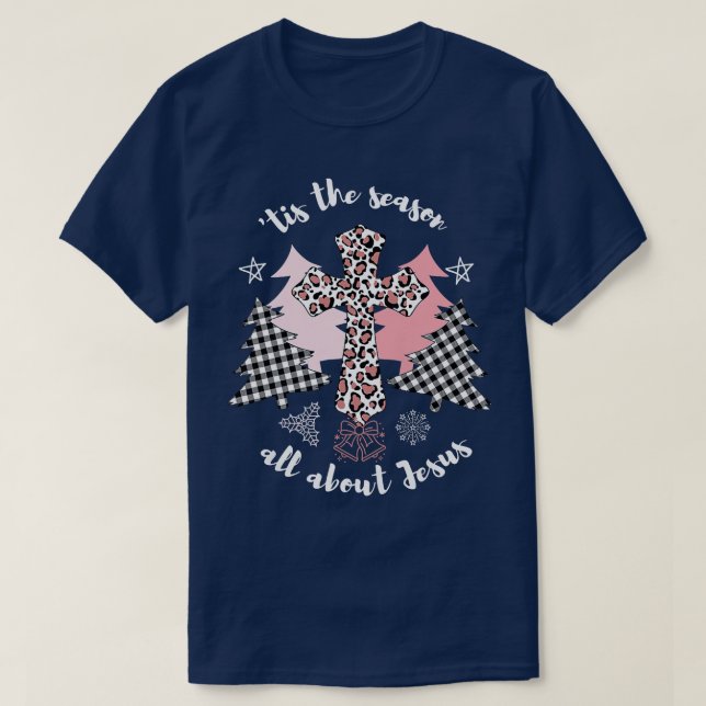 T-shirt C'est la saison tout à propos de Jésus Croix rose  (Design devant)