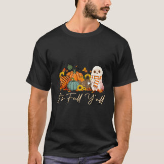 T-shirt C'est l'automne, les gars, fantôme léopard citroui