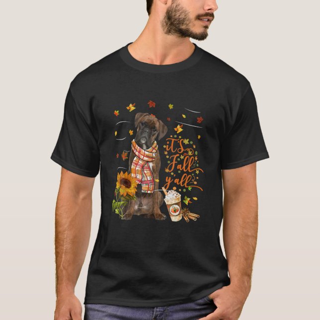 T-shirt C'est l'automne Y Tous BRINDLE Boxer Dog Thanksgiv (Devant)