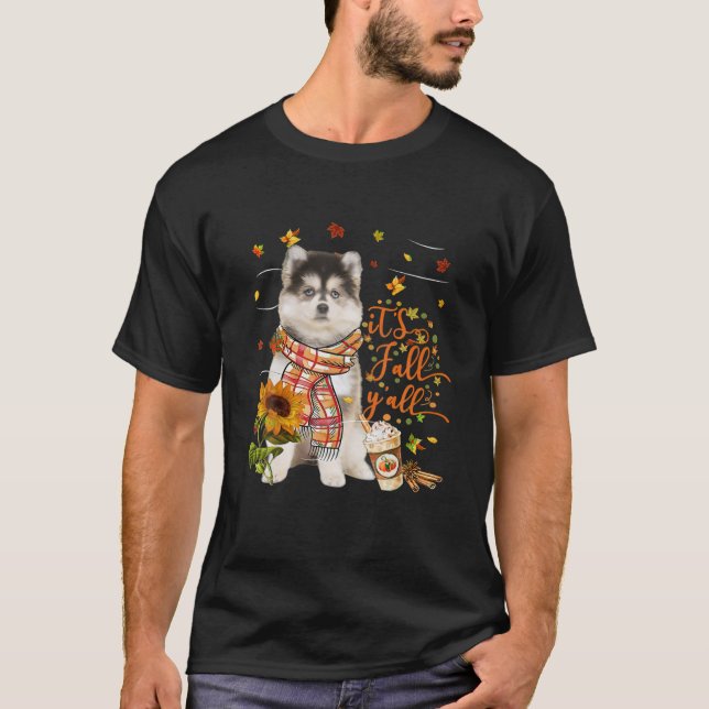 T-shirt C'est l'automne Y Tout Pomsky Chien Thanksgiving H (Devant)