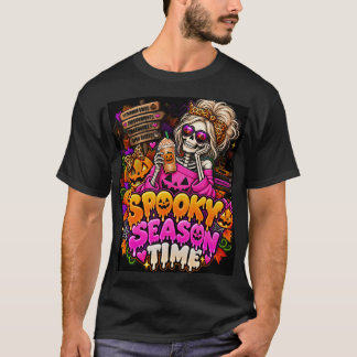 T-shirt C'est le temps de la saison effrayante Squelette H