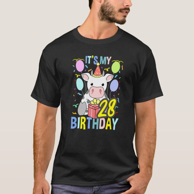 T-shirt C'est ma 28e vache d'anniversaire (Devant)