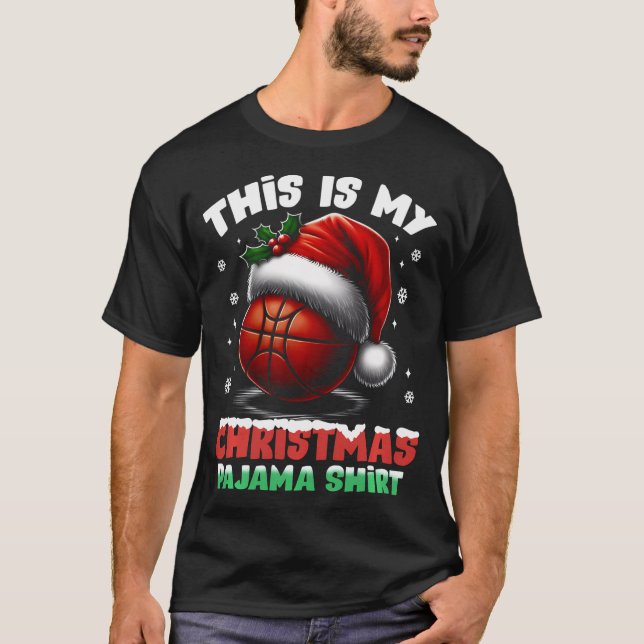 T-shirt C'Est Ma Chemise De Noël Basketball Santa Hat (Devant)