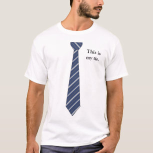 T-shirt "C'est ma cravate de rayures bleu-foncé de