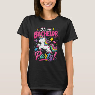 T-shirt C'est ma fête de bachelor Licorne arc-en-ciel Mari
