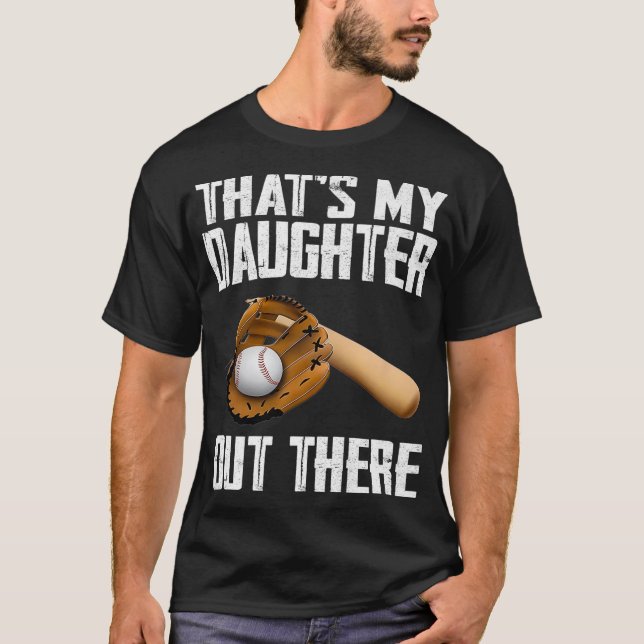 T-shirt C'est ma fille là-bas Baseball Maman Papa Soft (Devant)